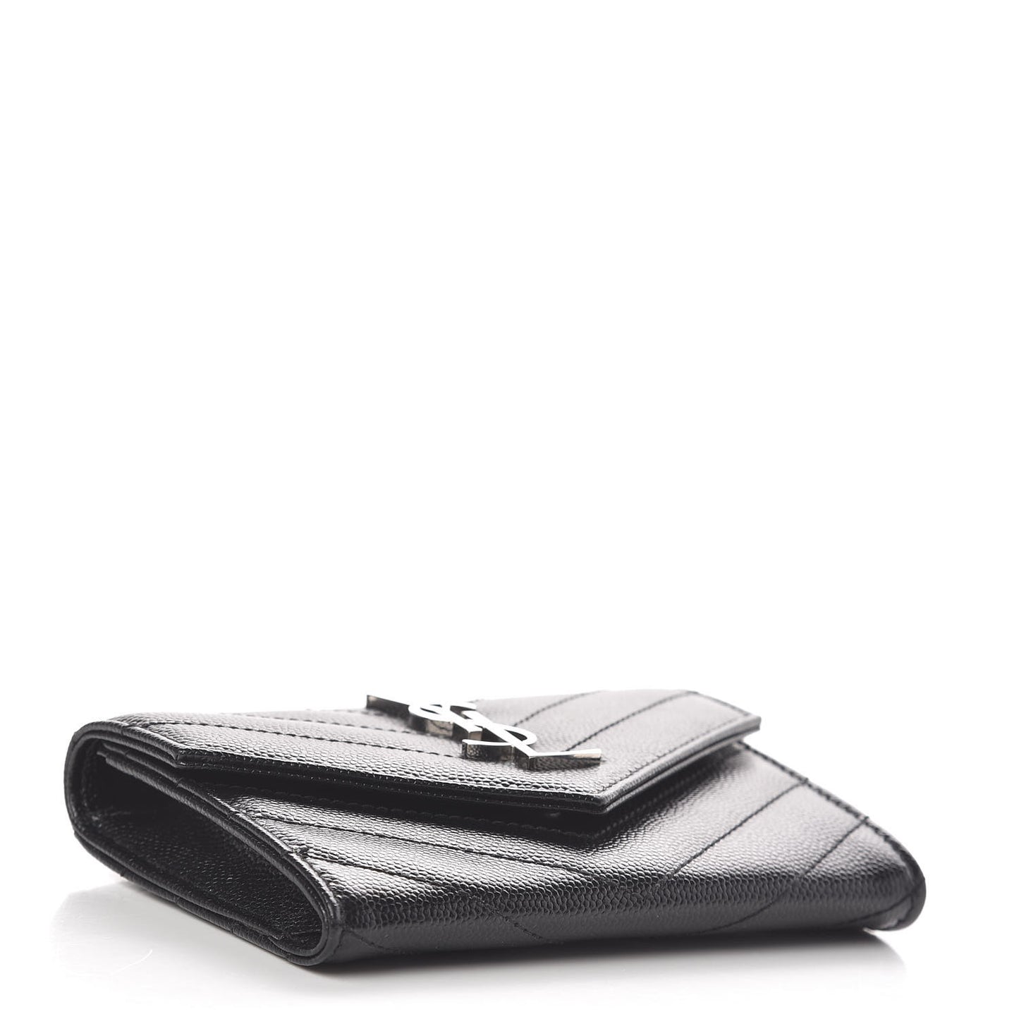 Grain De Poudre Matelasse Chevron Small Monogram Envelope Wallet Black