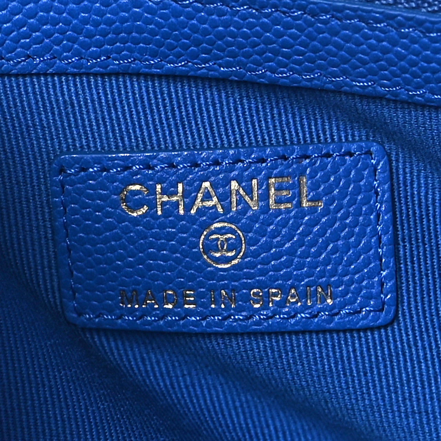Chanel Caviar Quilted Medium Cosmetic Case Blue 6 of 8