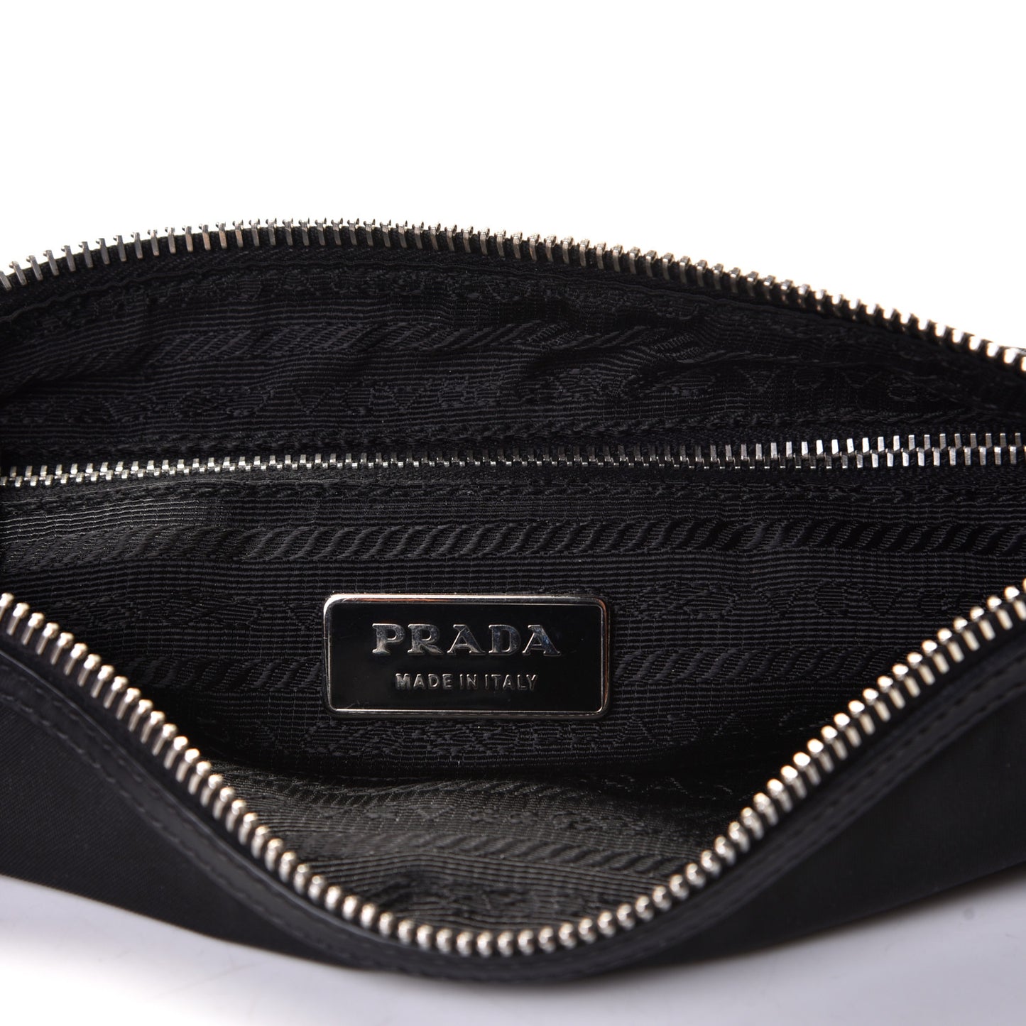 Tessuto Nylon Calfskin Chain Pochette Black