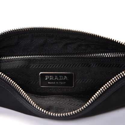 Prada Tessuto Nylon Calfskin Chain Pochette Black 7 of 8