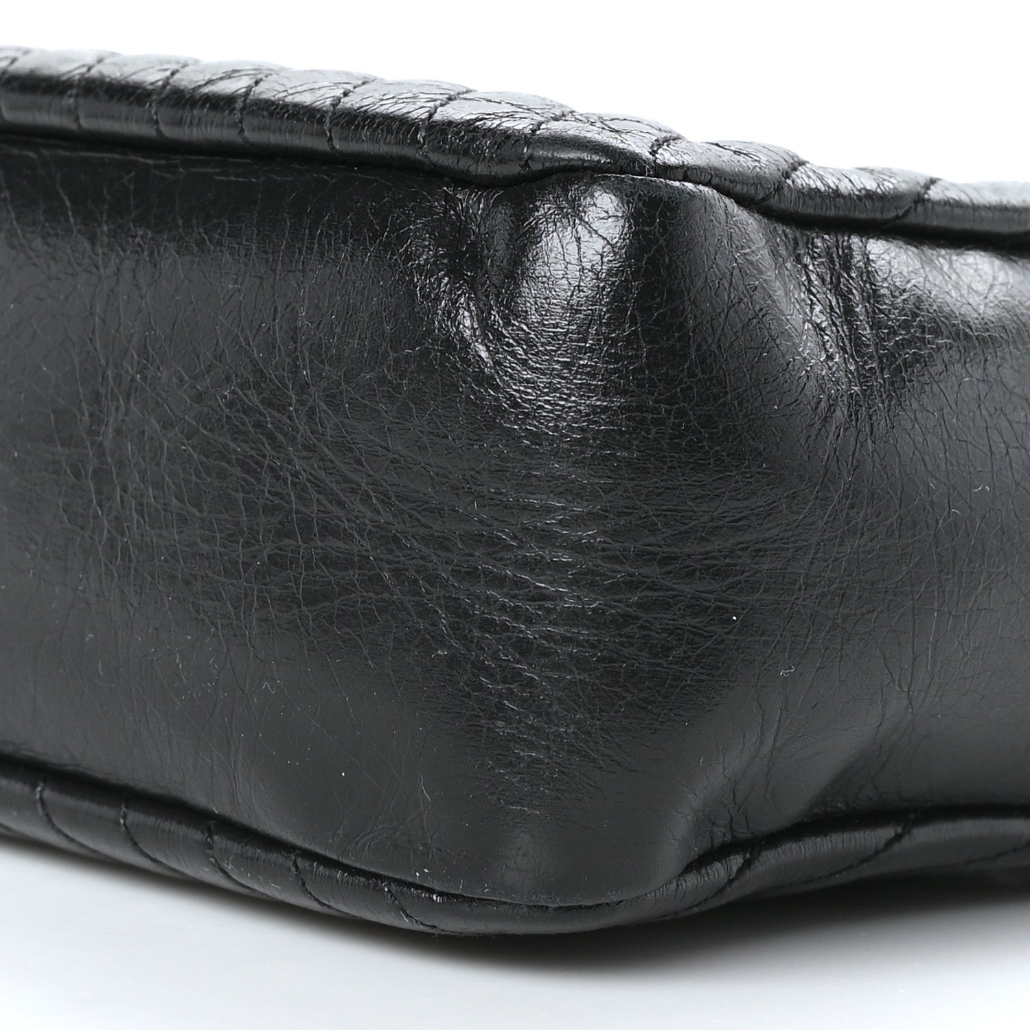 Saint Laurent Cracked Shiny Calfskin Matelasse Monogram Lou Camera Bag Black 8 of 8