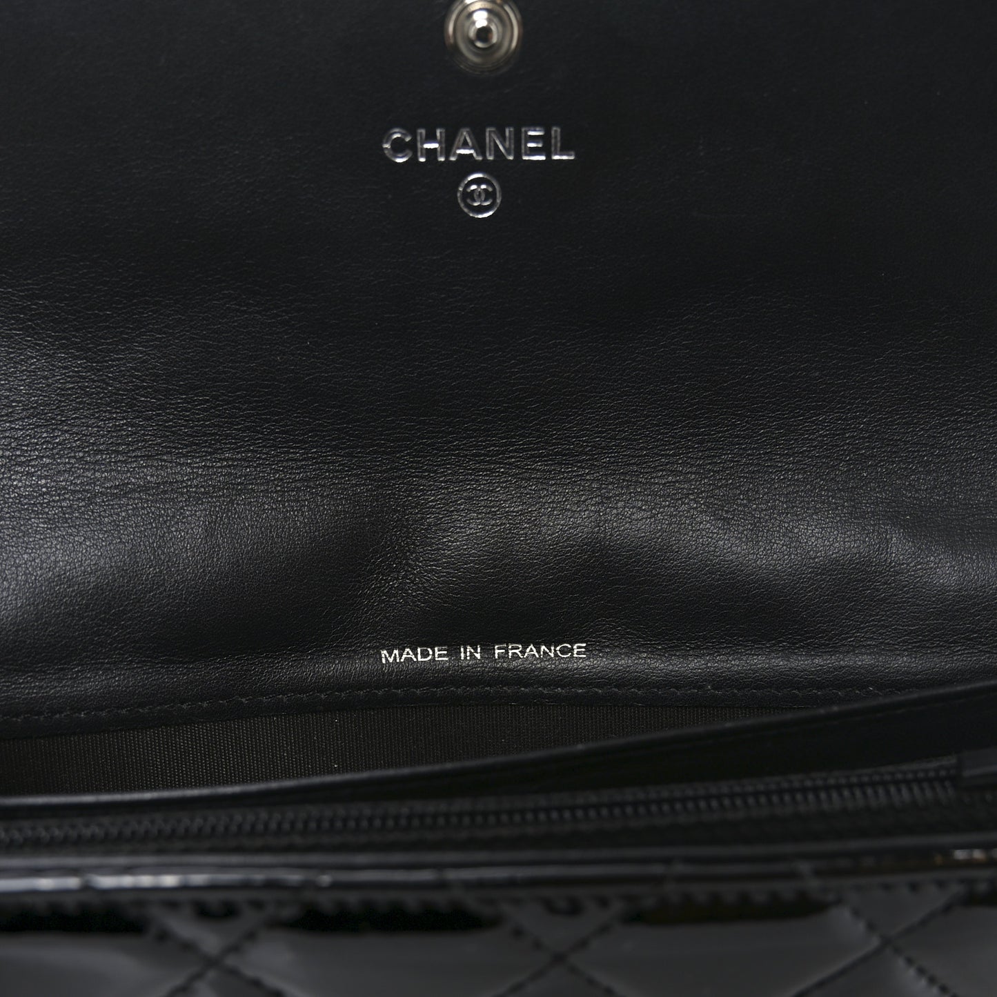 Patent Quilted Large Brilliant Flap Wallet Black
