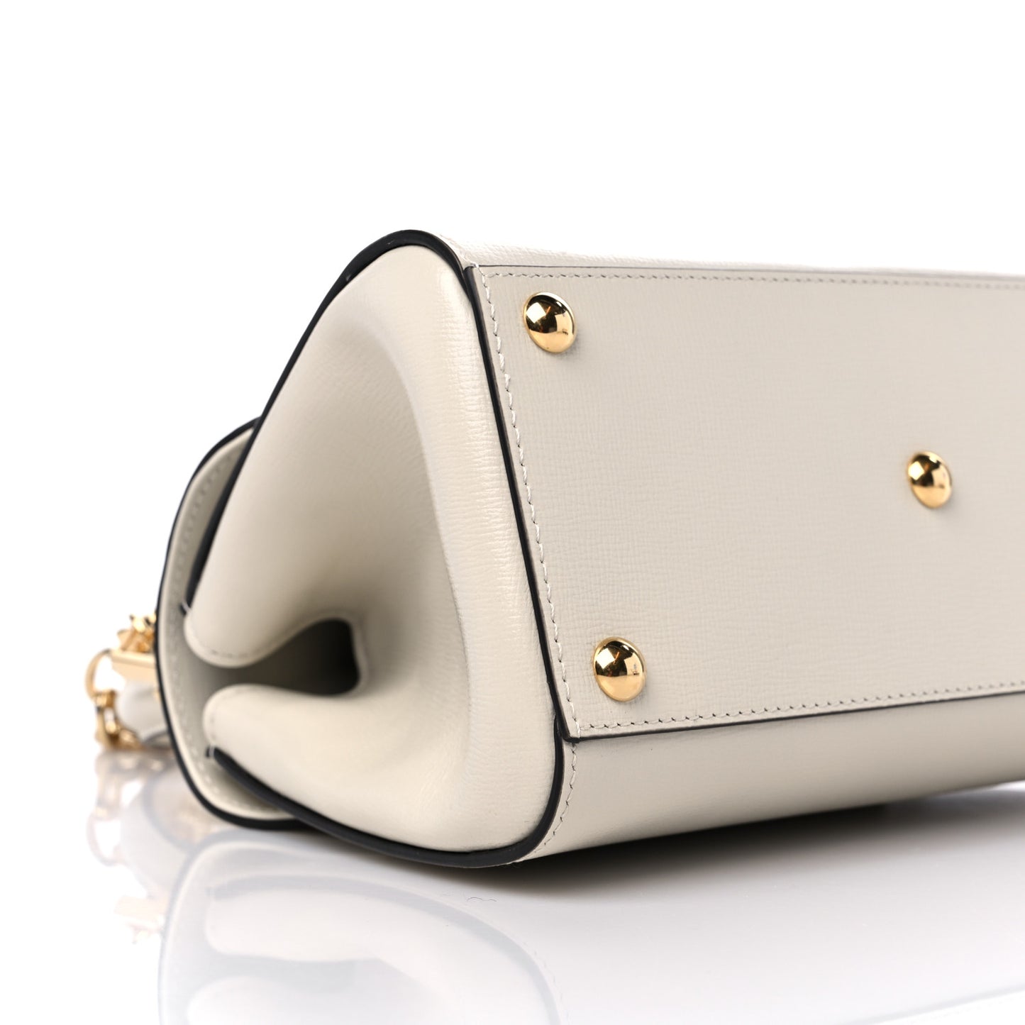 Glazed Textured Calfskin Mini Horsebit 1955 Top Handle Flap Bag Mystic White