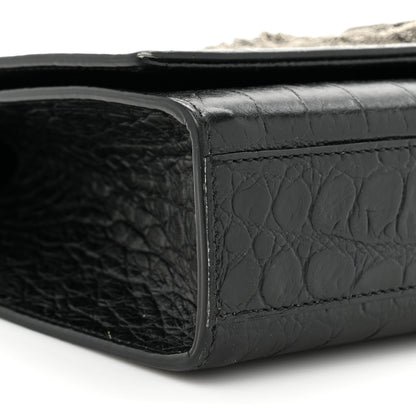 Saint Laurent Calfskin Crocodile Embossed Medium Classic Monogram Kate Tassel Satchel Black 8 of 17