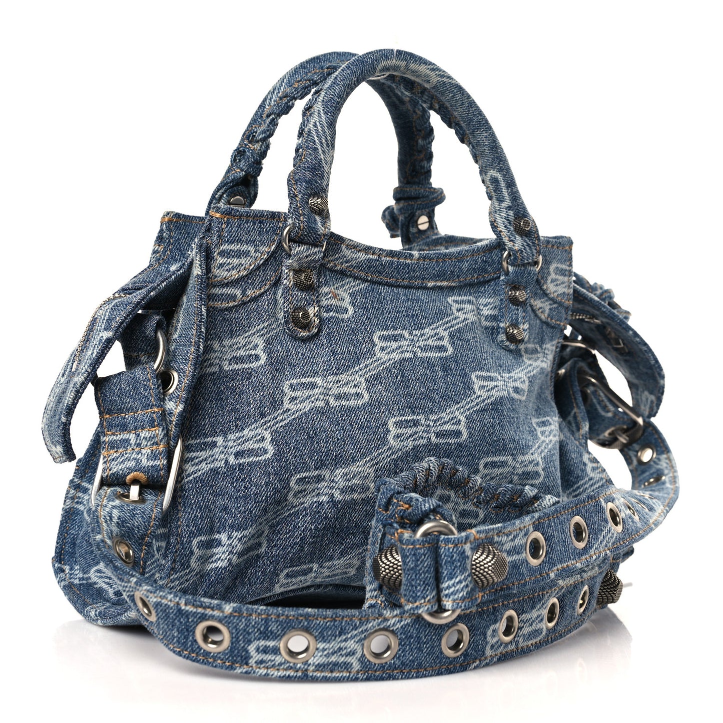 Denim BB Monogram Neo Cagole Handbag XS Blue