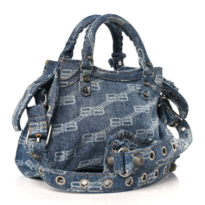 Balenciaga Denim BB Monogram Neo Cagole Handbag XS Blue 3 of 8
