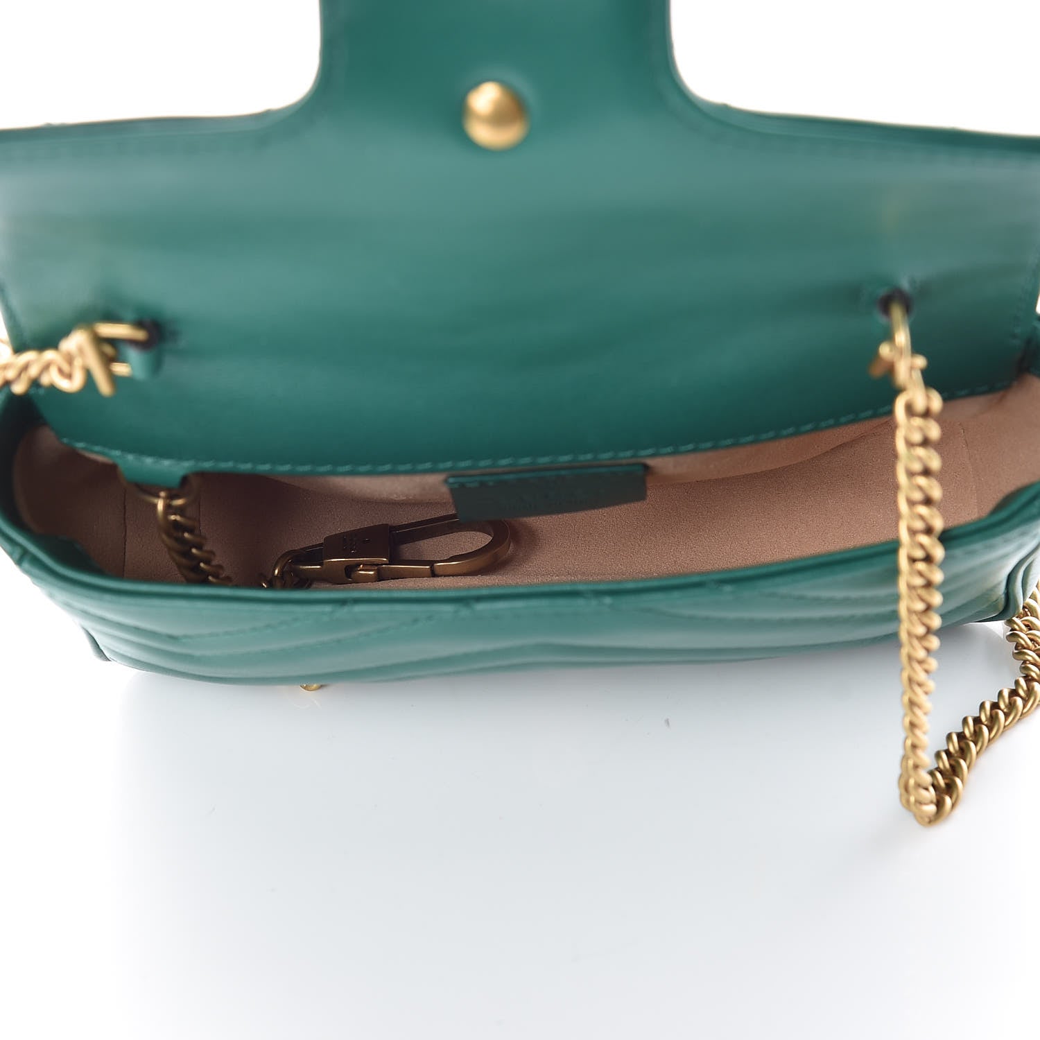 Gucci Calfskin Matelasse Super Mini GG Marmont Shoulder Bag Emerald Green 5 of 10