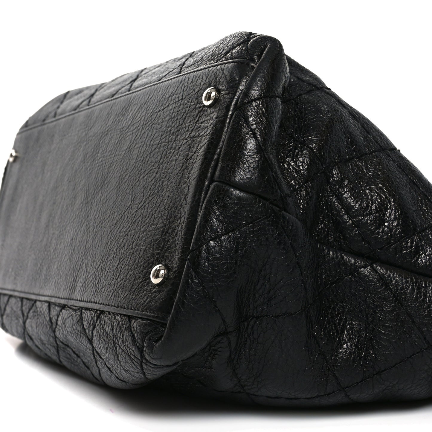 Glazed Calfskin Large On The Road Tote Black