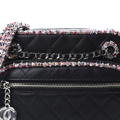 Chanel Lambskin Quilted Tweed Elegant Trim Front Zip Camera Case Black 10 of 10