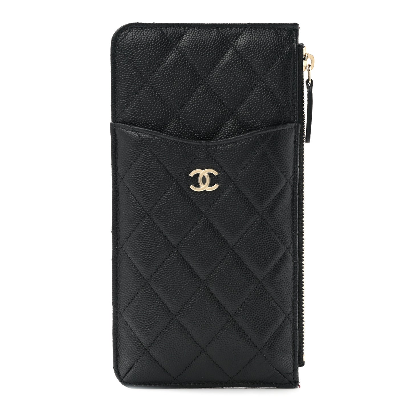 Caviar Quilted Classic Flat Wallet Pouch Black