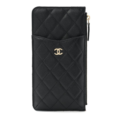 Chanel Caviar Quilted Classic Flat Wallet Pouch Black 1 of 7