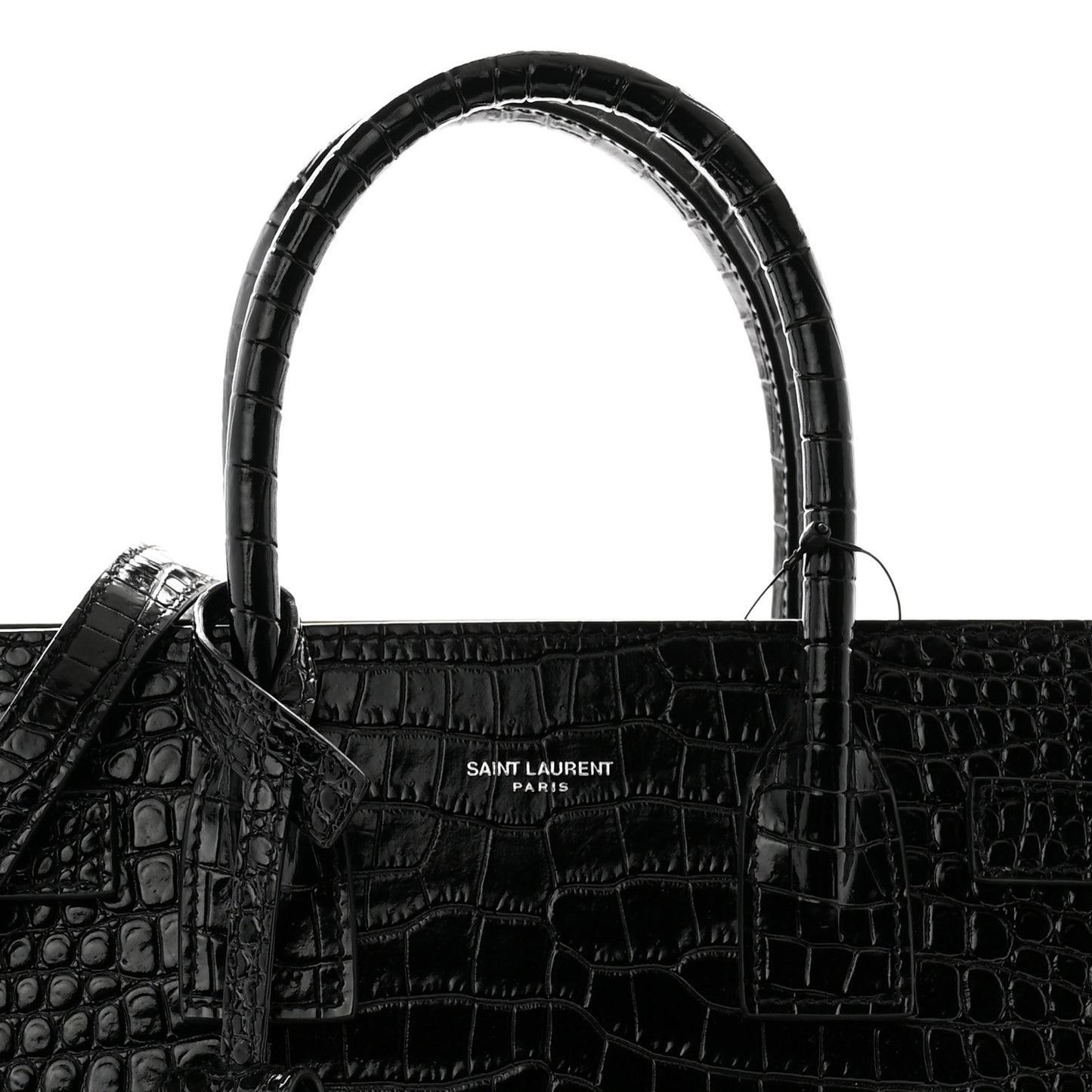Calfskin Crocodile Embossed Baby Sac De Jour Black