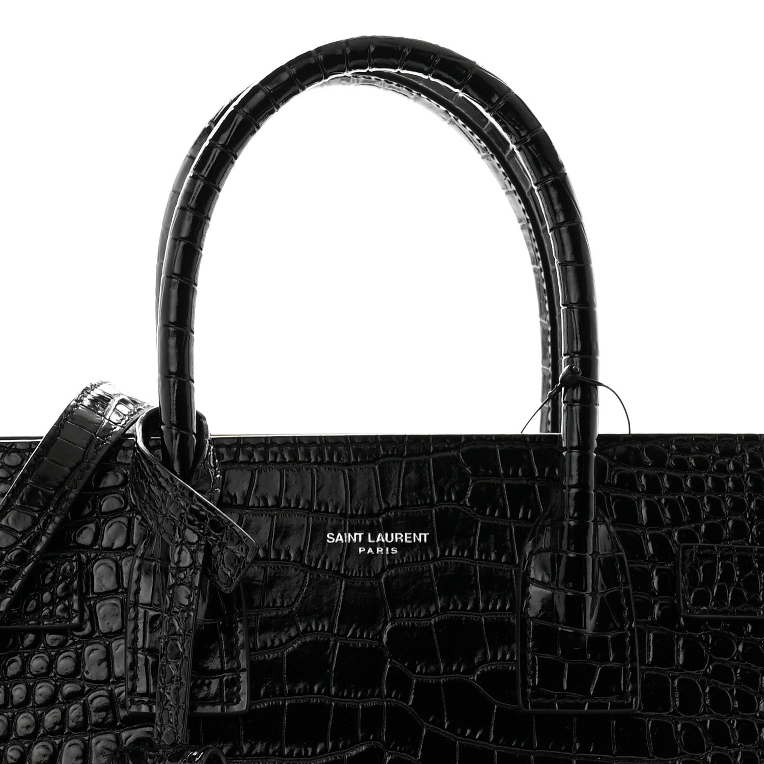 Saint Laurent Calfskin Crocodile Embossed Baby Sac De Jour Black 7 of 9