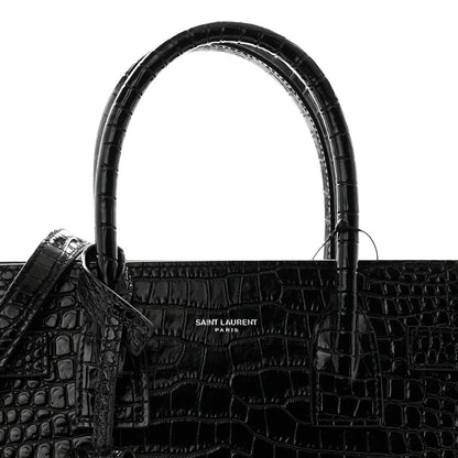 Saint Laurent Calfskin Crocodile Embossed Baby Sac De Jour Black 7 of 9