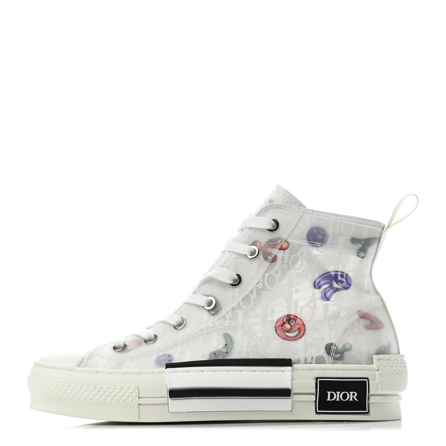 X KENNY SCHARF Technical Canvas Oblique Patch Mens B23 High Top Sneakers 37 White Blue