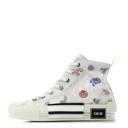 Christian Dior X KENNY SCHARF Technical Canvas Oblique Patch Mens B23 High Top Sneakers 37 White Blue 1 of 5