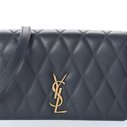 Saint Laurent Lambskin Diamond Quilted Monogram Angie Chain Bag Dark Smog 6 of 8
