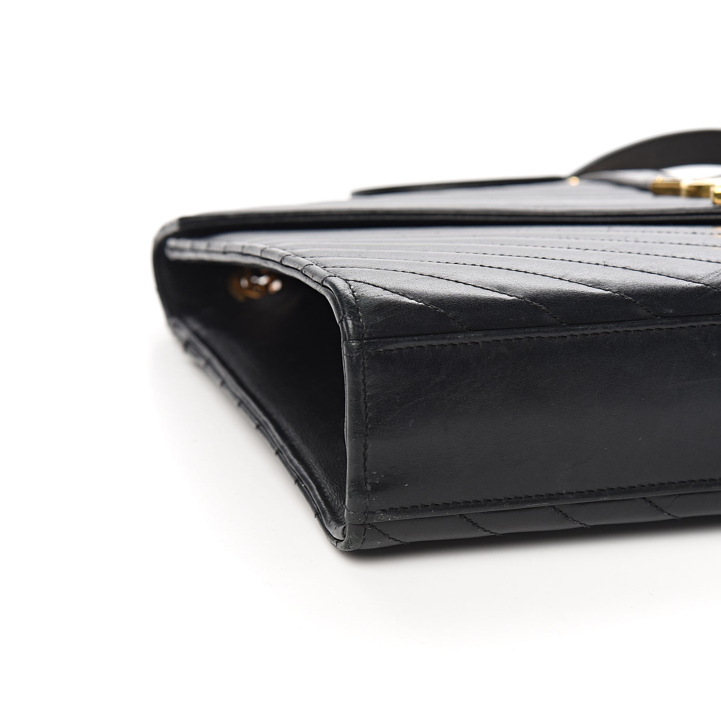 Smooth Calfskin Matelasse Chevron Large Monogram Satchel Black