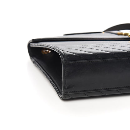 Saint Laurent Smooth Calfskin Matelasse Chevron Large Monogram Satchel Black 8 of 10