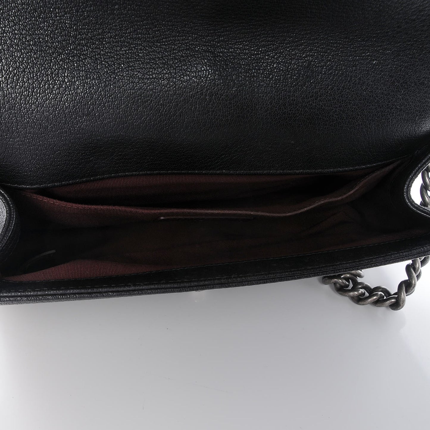 Goatskin Quilted Patent Medium Duo Boy Flap Black