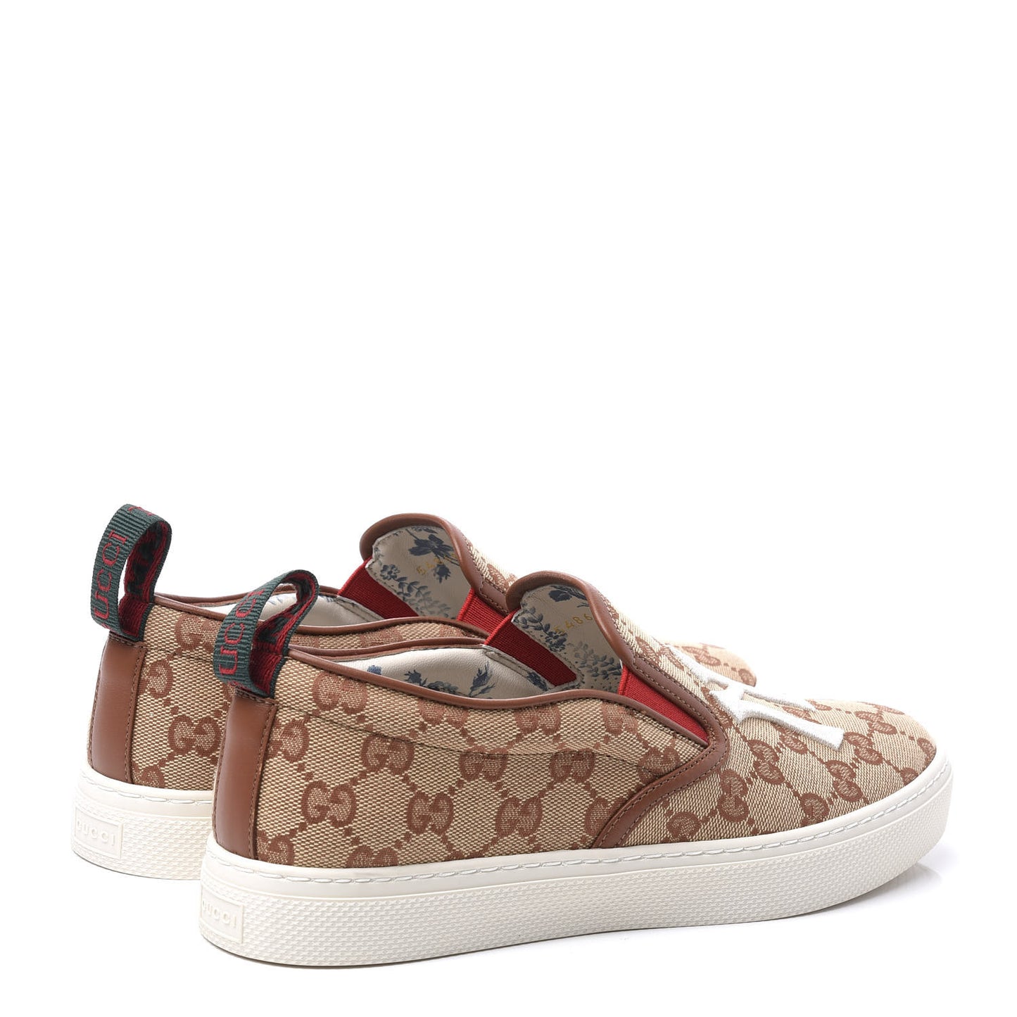 X MLB GG Monogram NY Yankees Embroidered Mens Slip On Sneakers 6 Beige Ruggine Rust