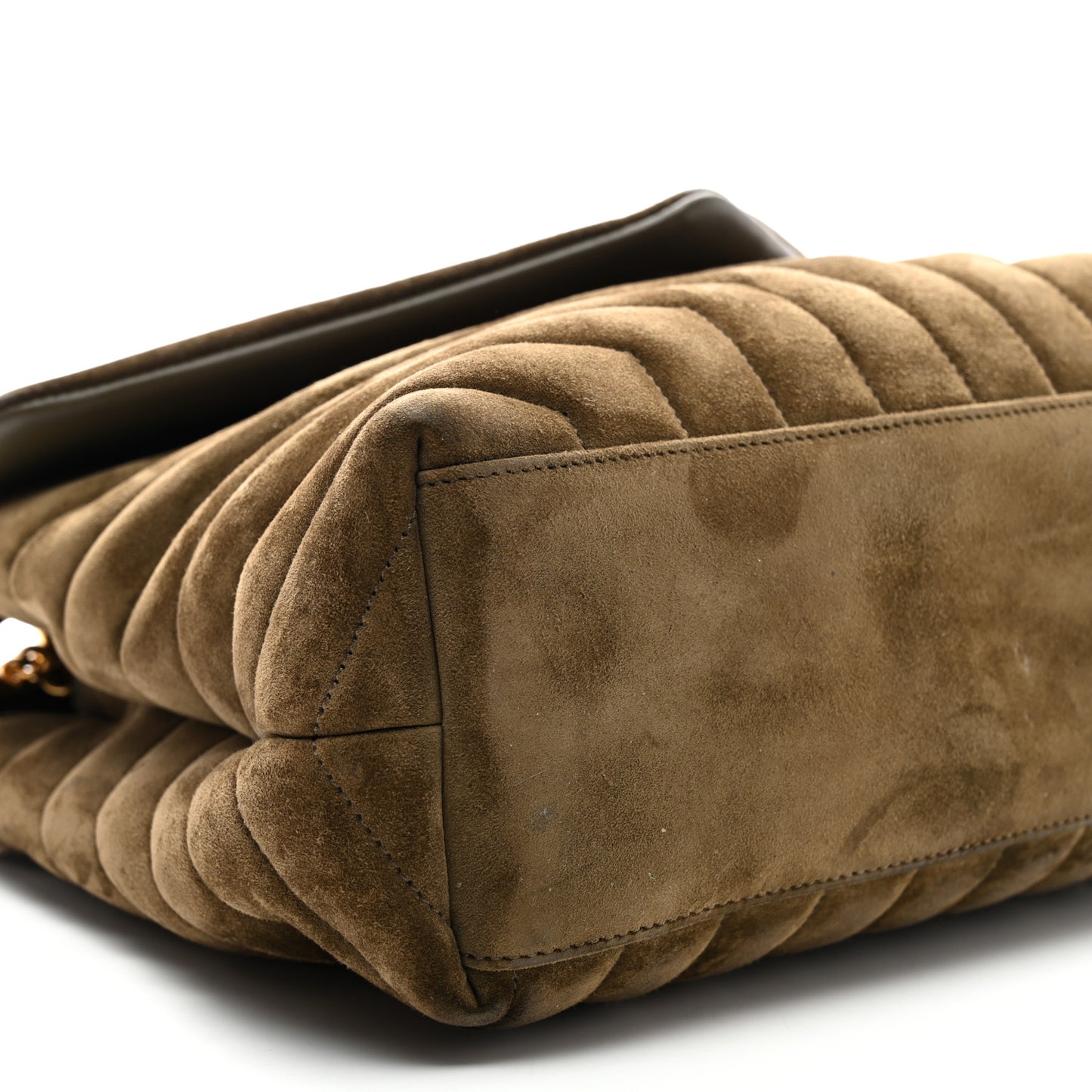 Suede Y Quilted Monogram Medium Loulou Chain Satchel Seaweed