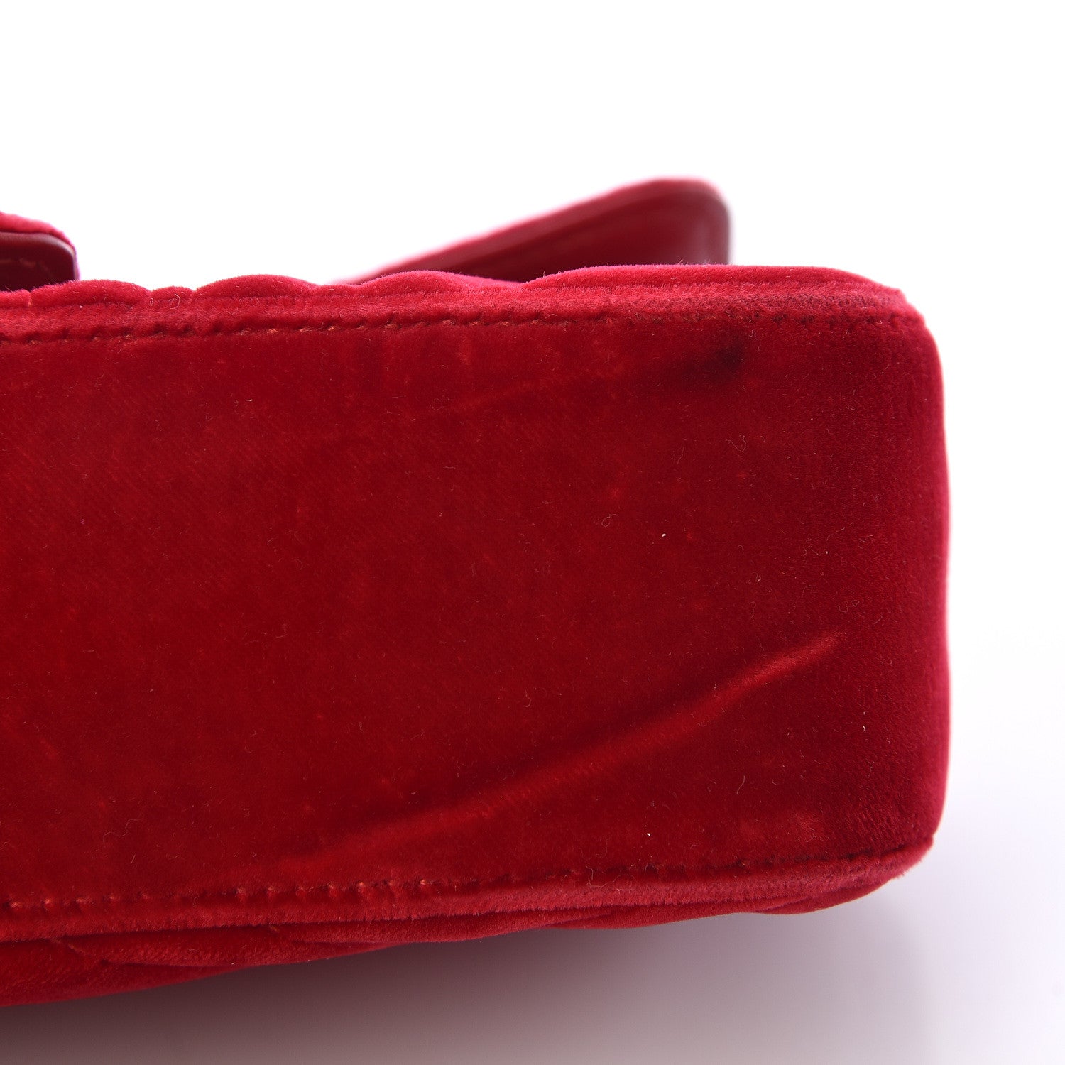 Gucci Velvet Matelasse Mini GG Marmont Shoulder Bag Hibiscus Red 9 of 17
