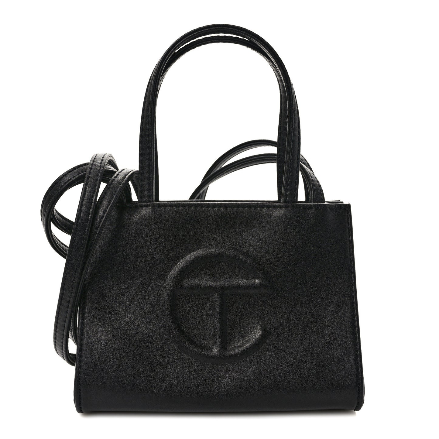 Vegan Leather Small Shopping Bag Black