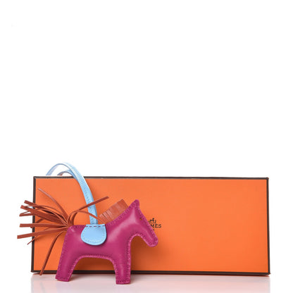 Hermes Milo Lambskin Grigri Rodeo Horse Bag Charm PM Rose Pourpre Cornaline Celeste 4 of 4