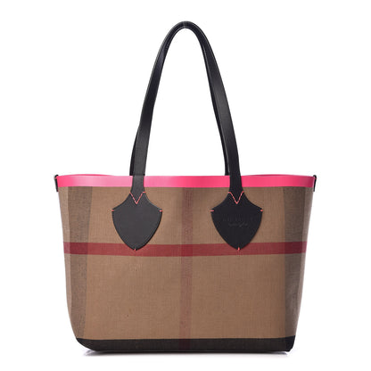 Burberry Canvas Mega Check The Giant Reversible Tote Black Neon Pink 1 of 15
