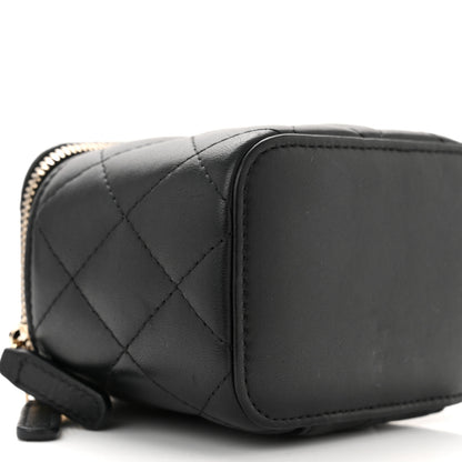 Chanel Lambskin Quilted Mini Pearl Crush Vanity Case With Chain Black 9 of 11