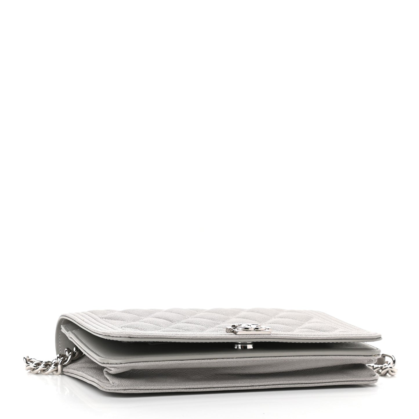 Caviar Quilted Boy Wallet On Chain WOC Grey