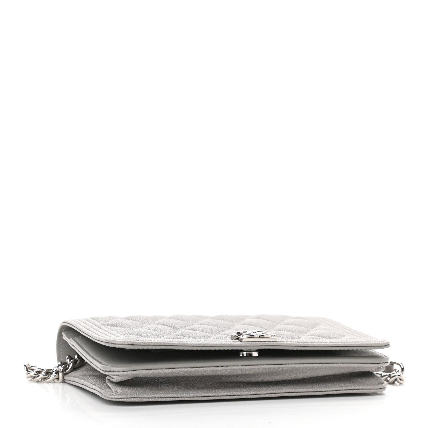 Chanel Caviar Quilted Boy Wallet On Chain WOC Grey 4 of 10