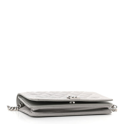 Chanel Caviar Quilted Boy Wallet On Chain WOC Grey 4 of 10