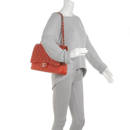 Chanel Lambskin Quilted Maxi Single Flap Red 2 of 7