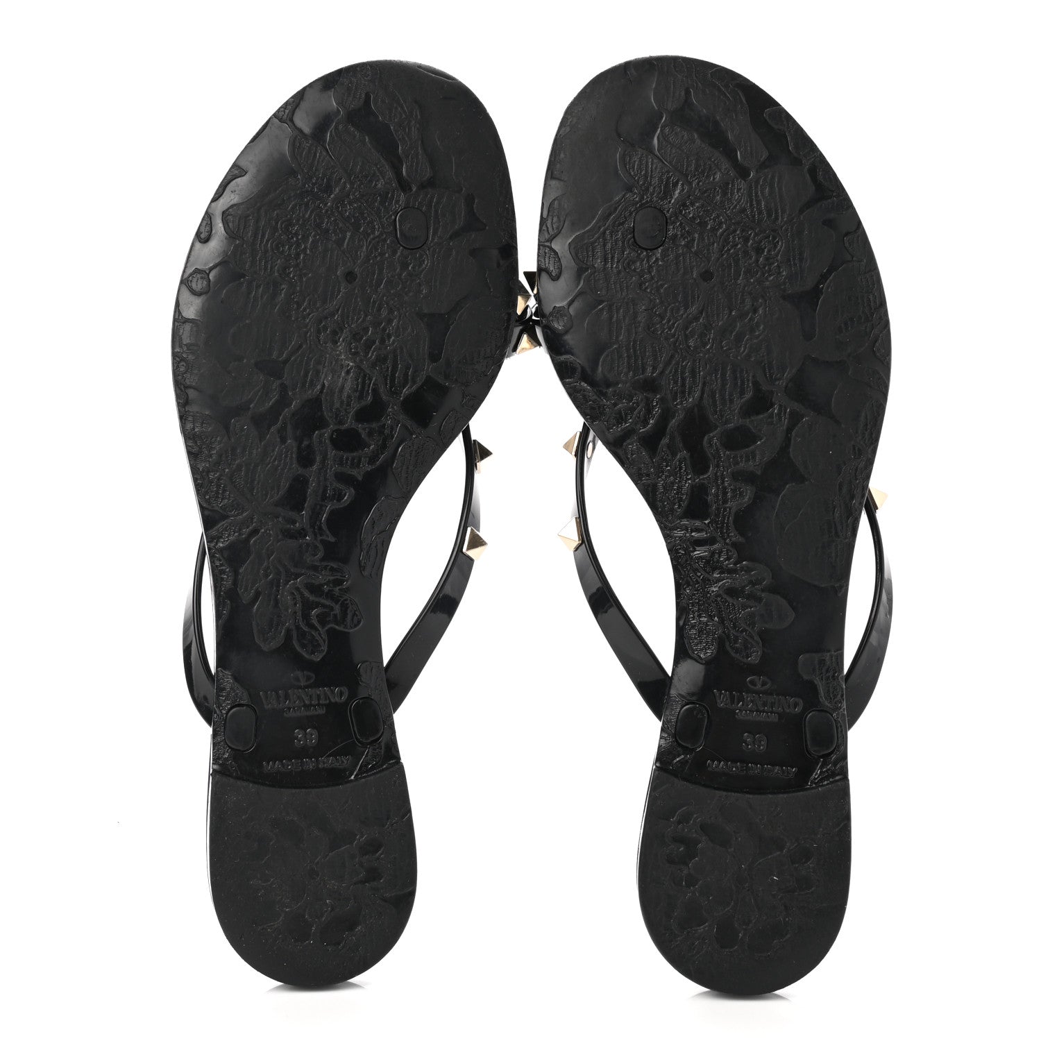 Valentino Garavani PVC Jelly Rockstud Bow Thong Sandals 39 Black 5 of 7