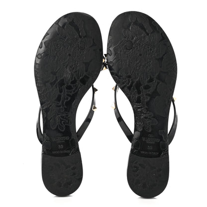 Valentino Garavani PVC Jelly Rockstud Bow Thong Sandals 39 Black 5 of 7