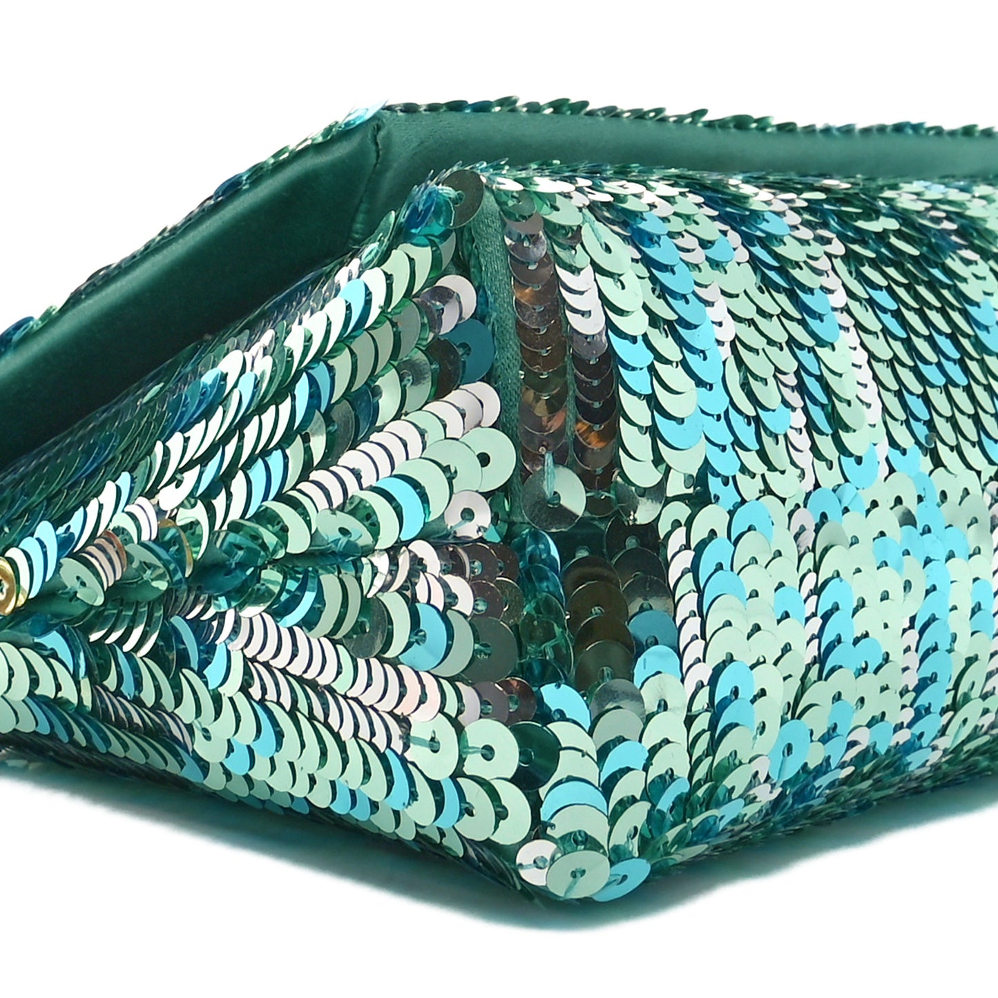 Sequin Mini Label Shoulder Bag Aqua Black