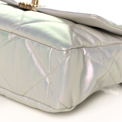 Chanel Iridescent Calfskin Quilted Large Chanel 19 Flap White 11 of 12