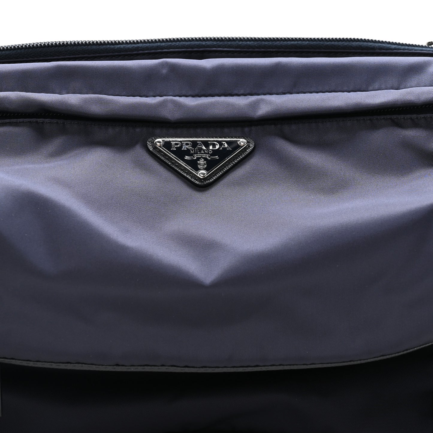 Re-Nylon Saffiano Double Snap Buckle Zip Flap Shoulder Bag Bleu