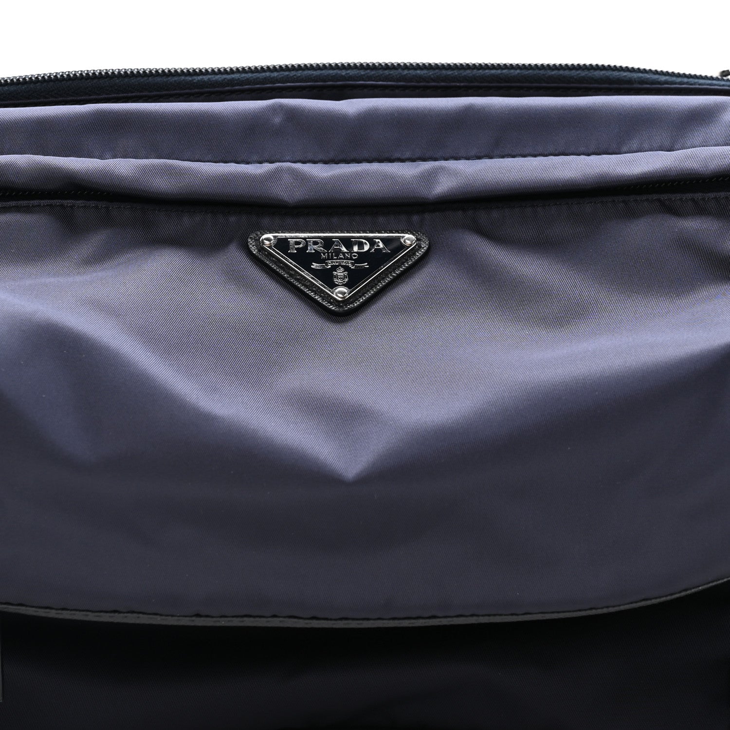 Prada Re-Nylon Saffiano Double Snap Buckle Zip Flap Shoulder Bag Bleu 9 of 11