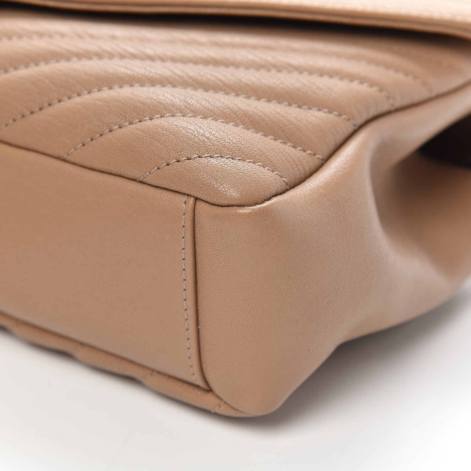 Saint Laurent Sheepskin Matelasse Chevron Monogram Medium College Bag Taupe 9 of 10