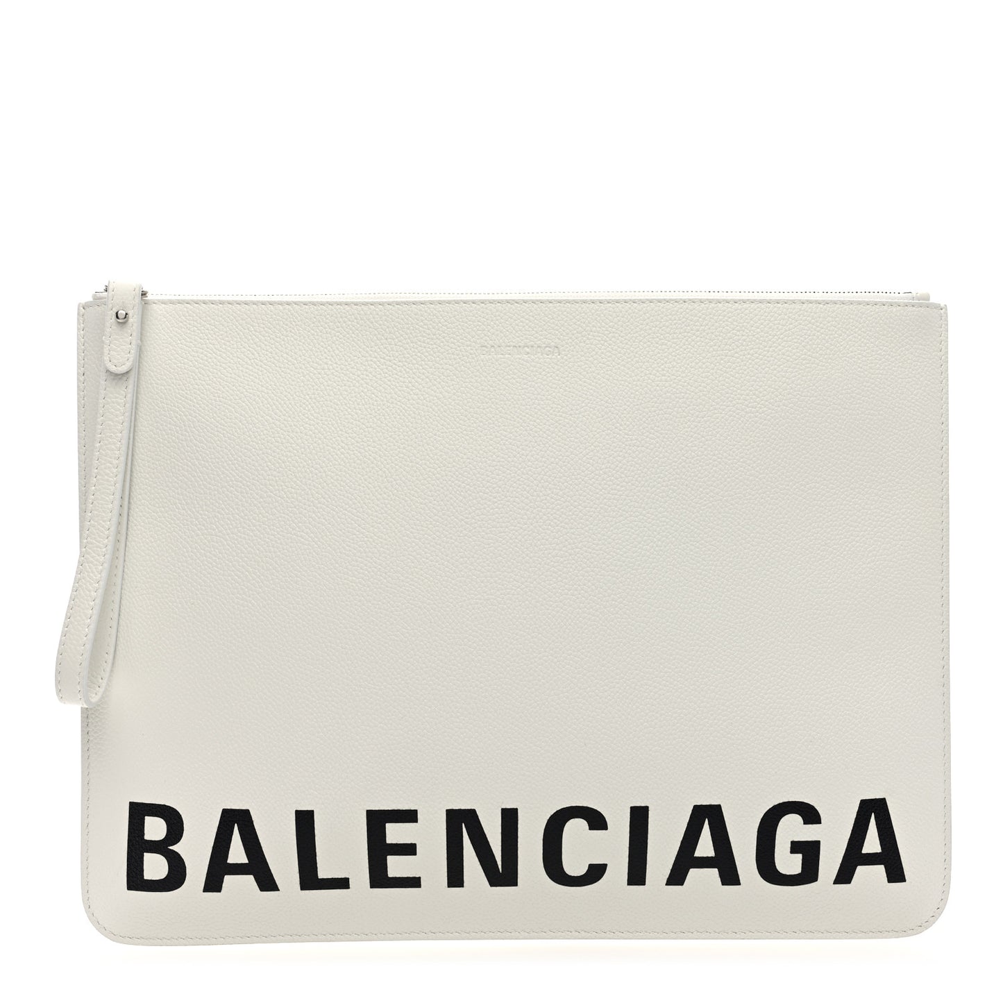 Calfskin Logo Cash Wristlet Clutch Bag White