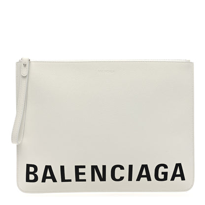 Balenciaga Calfskin Logo Cash Wristlet Clutch Bag White 1 of 6