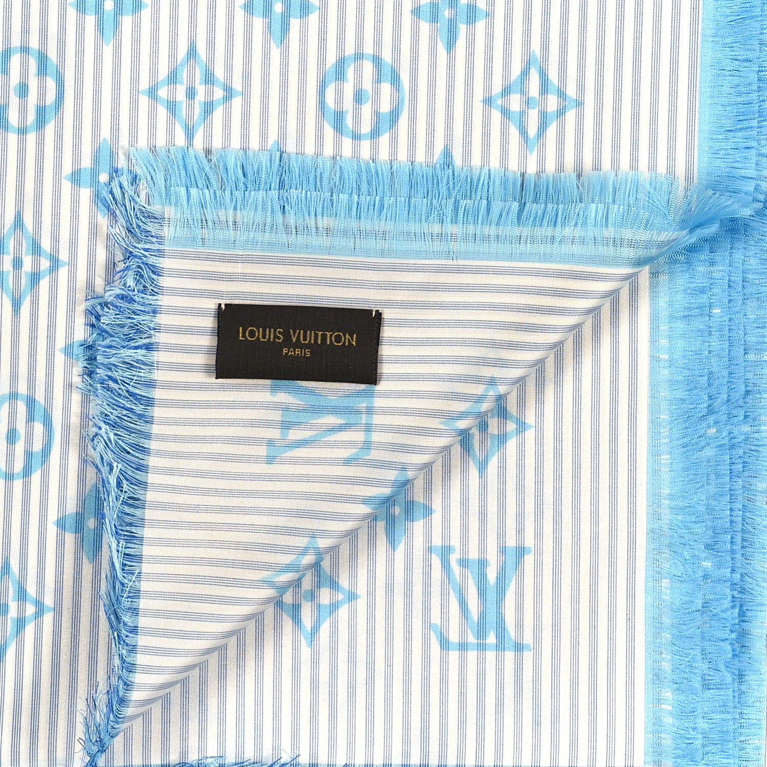 Louis Vuitton Silk Sur Mesure Shawl Blue 2 of 3