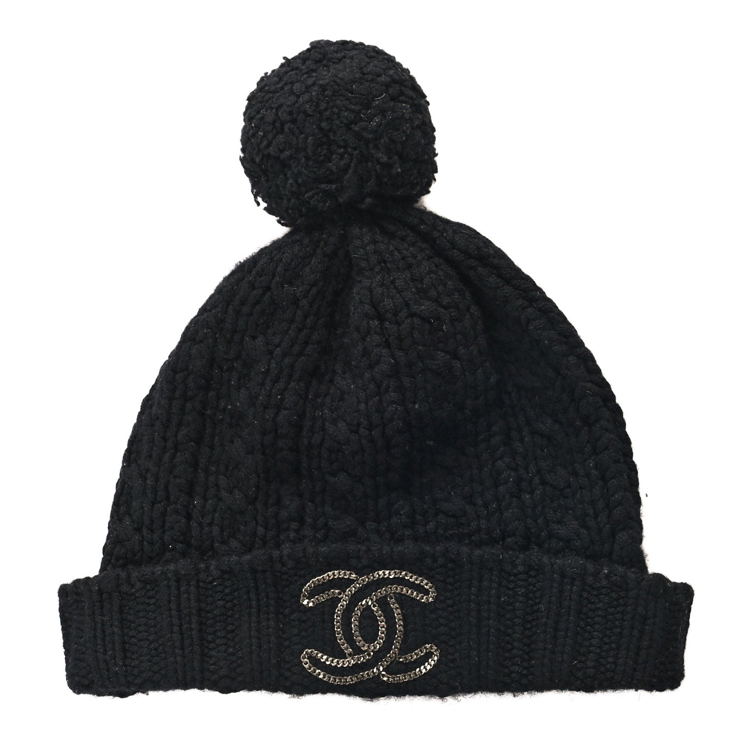 Cashmere Chain CC Beanie Hat Black