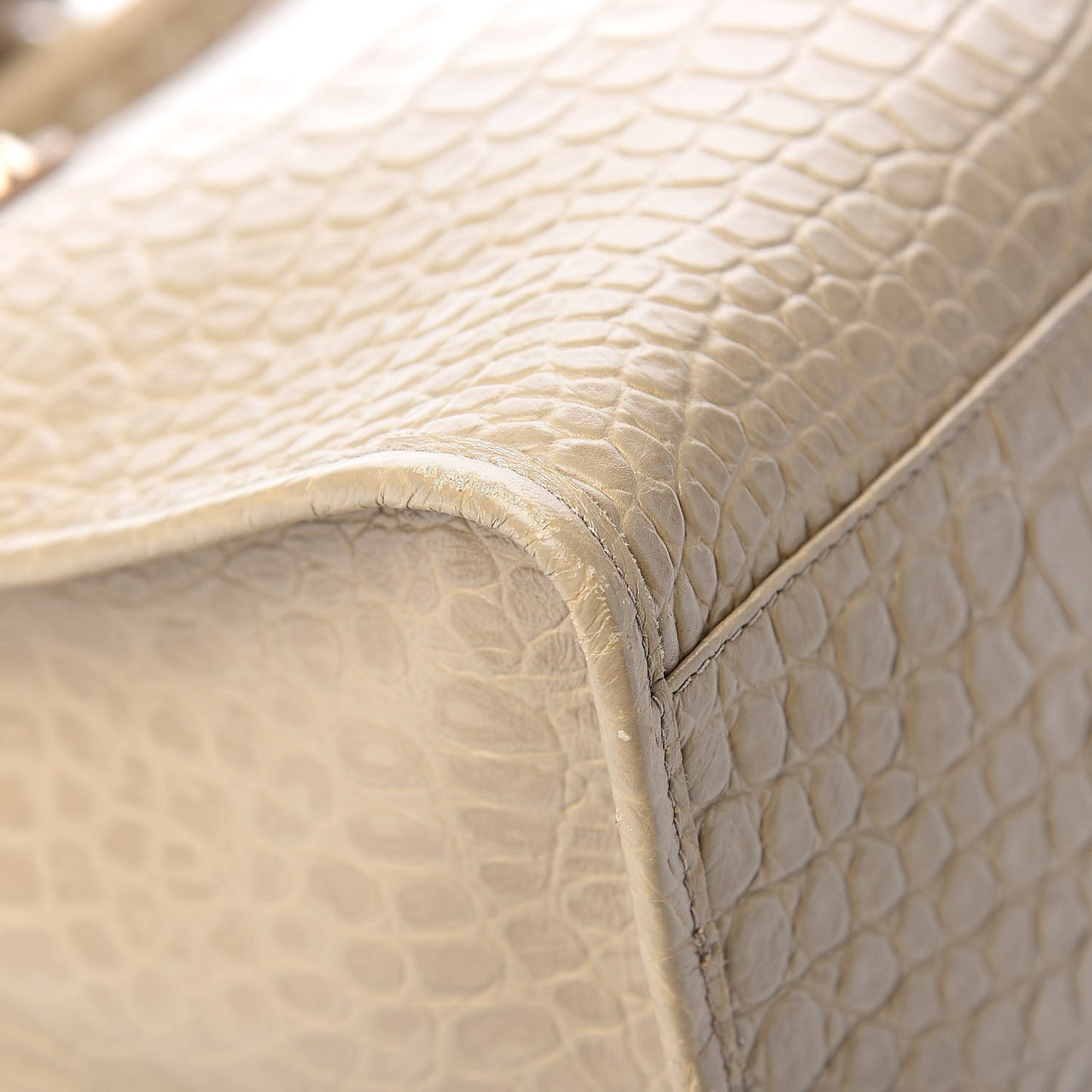 Calfskin Crocodile Embossed Classic Gold Hardware City Beige Latte