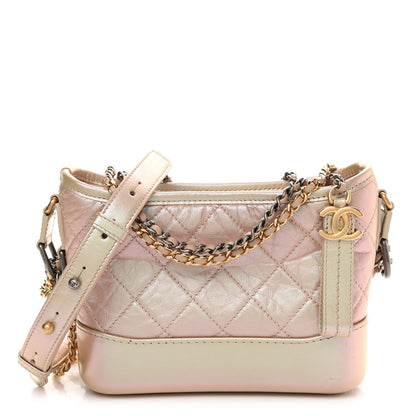 Chanel Iridescent Aged Calfskin Quilted Small Gabrielle Hobo Light Pink 1 of 11