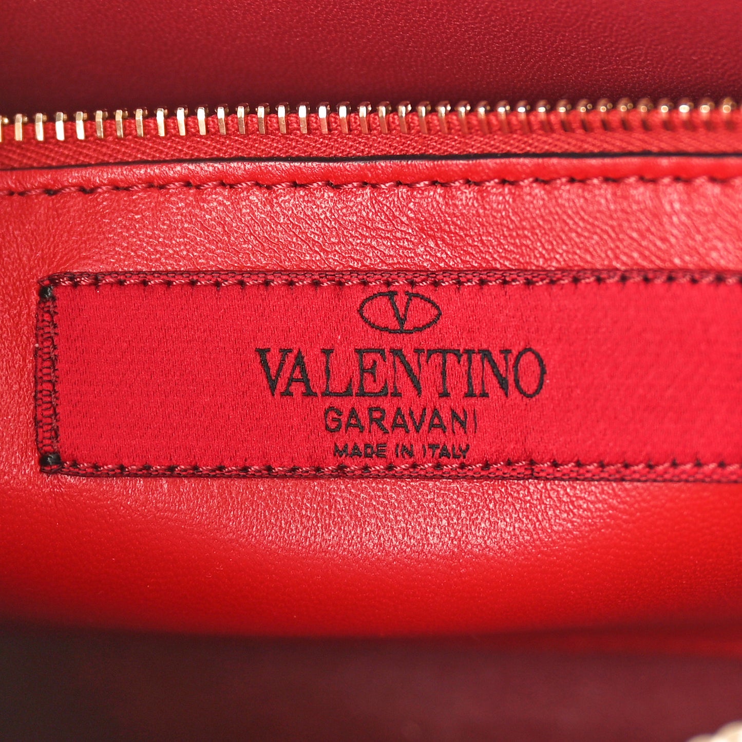 Nappa Rockstud Spike Side Slip Zip Clutch Rubino