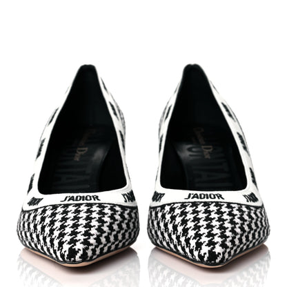 Christian Dior Wool Ribbon Houndstooth Embroidered J'Adior 65mm Pumps 39 Black White 2 of 9